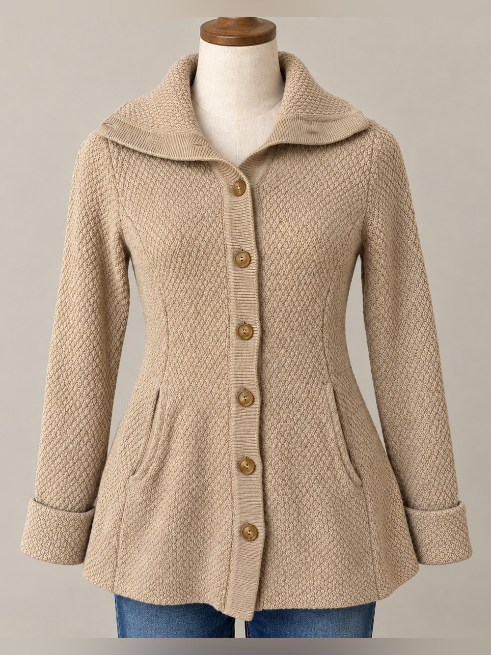 Patagonia Merino Sweater Coat XS Tan 100% Merino Wool Style 50460